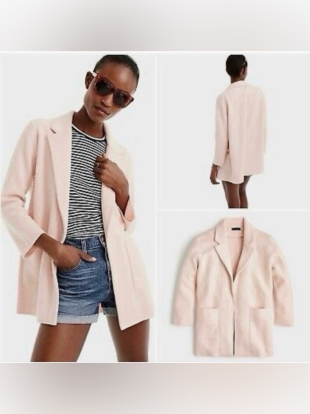 J. Crew Sophie Open Front Sweater Blazer Pink Wool Blend Jacket. Women’s Size M